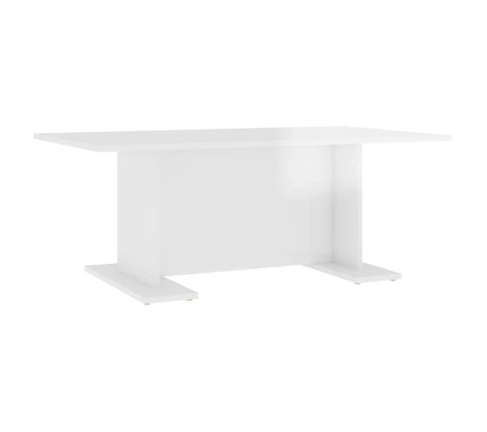 Table Basse, Table De Salon Blanc Brillant 103,5x60x40 Cm Bois D'ingénierie