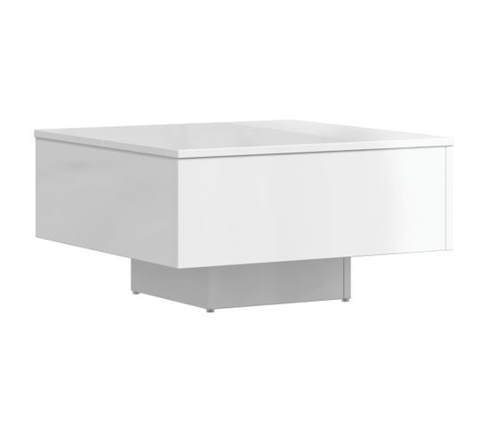 Table Basse, Table De Salon Blanc Brillant 60x60x31,5 Cm Bois D'ingénierie