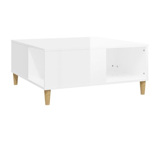 Table Basse, Table De Salon Blanc Brillant 80x80x36,5 Cm Bois D'ingénierie