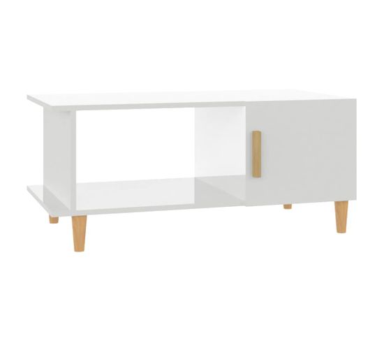 Table Basse, Table De Salon Blanc Brillant 90x50x40 Cm Bois D'ingénierie