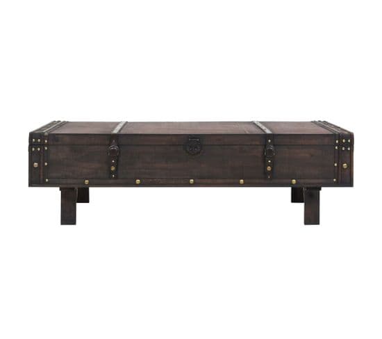 Table Basse, Table De Salon Bois Massif Style Vintage 120x55x35 Cm