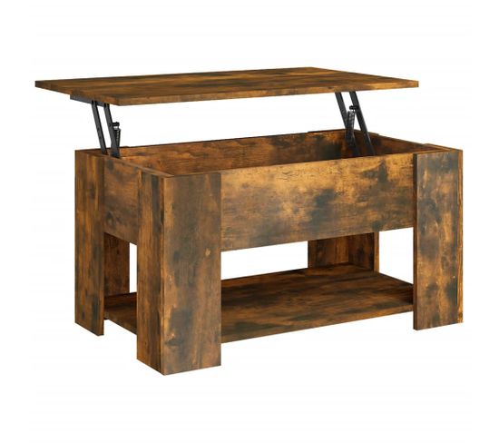 Table Basse, Table De Salon Chêne Fumé 79x49x41 Cm Bois D'ingénierie