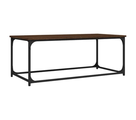 Table Basse, Table De Salon Chêne Marron 102x50x40 Cm Bois D'ingénierie Et Fer