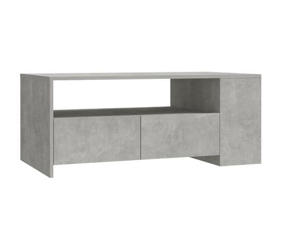 Table Basse, Table De Salon Gris Béton 102x55x42 Cm Bois D'ingénierie