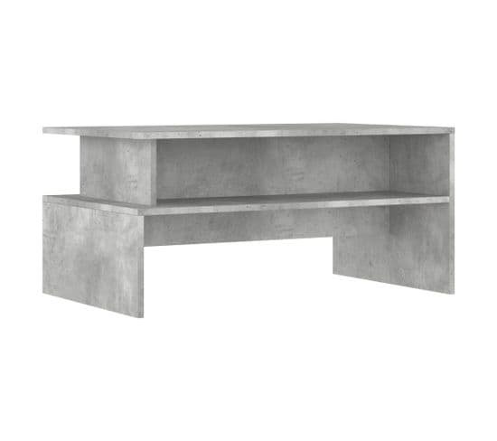 Table Basse, Table De Salon Gris Béton 90x55x42,5 Cm Bois D'ingénierie