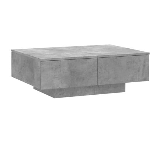 Table Basse, Table De Salon Gris Béton 90x60x31 Cm Aggloméré