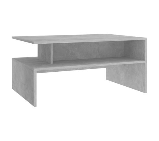 Table Basse, Table De Salon Gris Béton 90x60x42,5 Cm Bois D'ingénierie