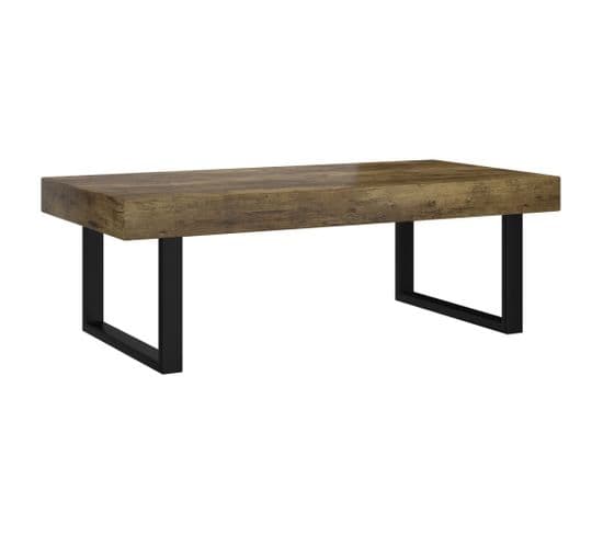 Table Basse, Table De Salon Marron Foncé Et Noir 120x60x40 Cm Mdf Et Fer