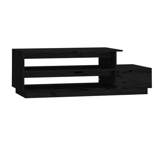 Table Basse, Table De Salon Noir 120x50x40,5 Cm Bois Massif De Pin