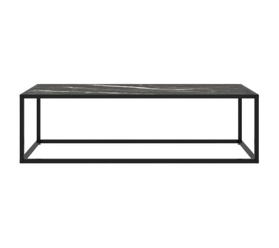 Table Basse, Table De Salon Noir Avec Verre Marbre Noir 120x50x35 Cm