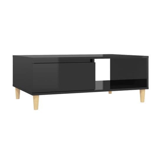 Table Basse, Table De Salon Noir Brillant 90x60x35 Cm Bois D'ingénierie