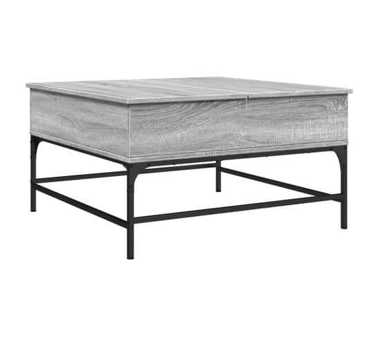 Table Basse, Table De Salon Sonoma Gris 80x80x45 Cm Bois D'ingénierie Et Métal