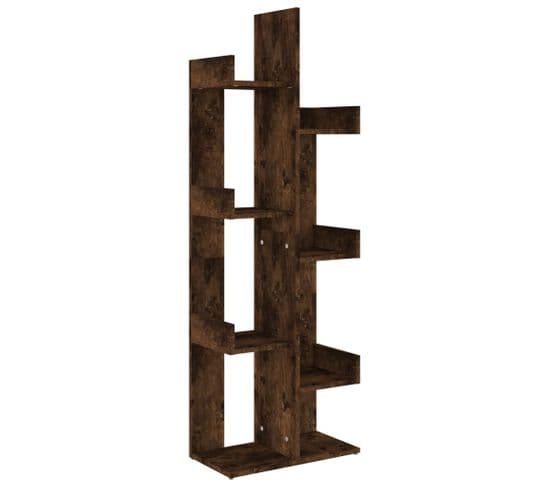 Bibliothèque, Étagère, Meuble De Rangement 48x25,5x140 Cm Chêne Fumé Bois D'ingénierie