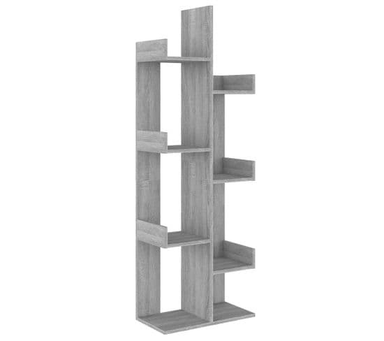 Bibliothèque, Étagère, Meuble De Rangement 48x25,5x140 Cm Sonoma Gris Bois D'ingénierie