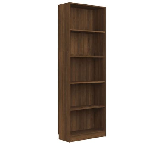 Bibliothèque, Étagère, Meuble De Rangement 5 Niveaux Chêne Marron 60x24x175cm Bois Ingénierie