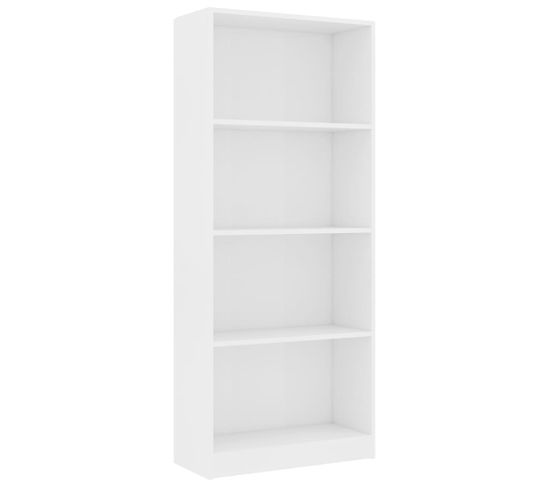 Bibliothèque, Étagère à 4 Niveaux Blanc 60x24x142 Cm Bois D’ingénierie