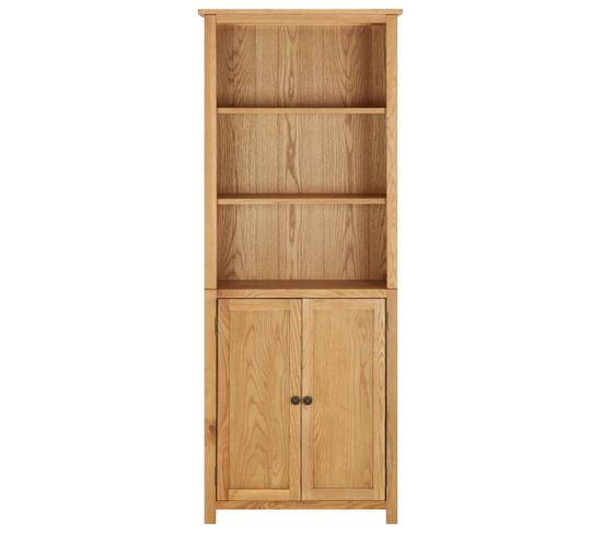 Bibliothèque, Étagère, Meuble De Rangement Avec 2 Portes 70x30x180 Cm Bois De Chêne Massif