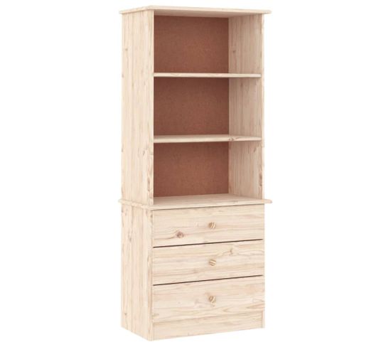 Bibliothèque, Étagère, Meuble De Rangement Avec Tiroirs 60x35x142 Cm Bois Massif De Pin