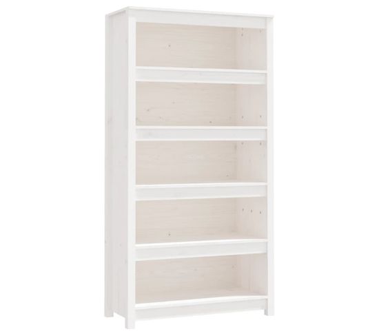 Bibliothèque, Étagère, Meuble De Rangement Blanc 80x35x154 Cm Bois De Pin Massif