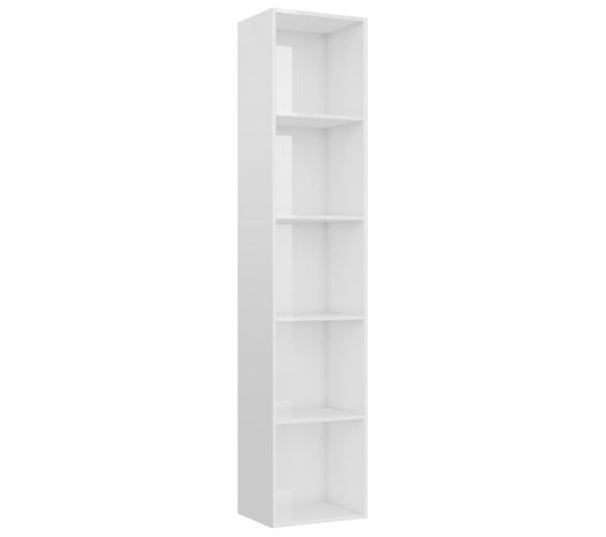 Bibliothèque, Étagère, Meuble De Rangement Blanc Brillant 40x30x189 Cm Bois D’ingénierie