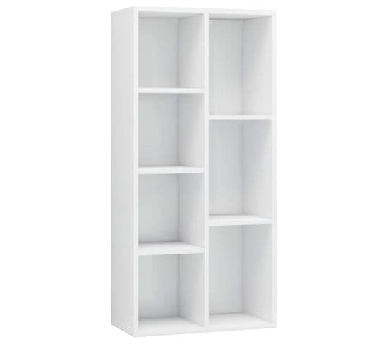 Bibliothèque, Étagère, Meuble De Rangement Blanc Brillant 50x25x106 Cm Bois D’ingénierie