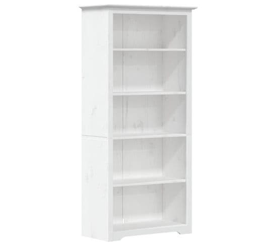 Bibliothèque, Étagère, Meuble De Rangement Blanc 82x40x173 Cm Bois Pin Massif 5 Niveaux