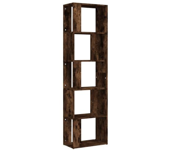 Bibliothèque, Étagère, Meuble De Rangement Chêne Fumé 45x24x160 Cm Bois D'ingénierie