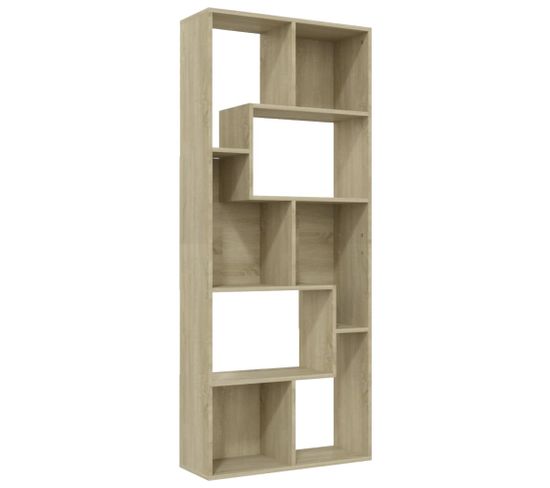 Bibliothèque, Étagère, Meuble De Rangement Chêne Sonoma 67x24x161 Cm Bois D'ingénierie