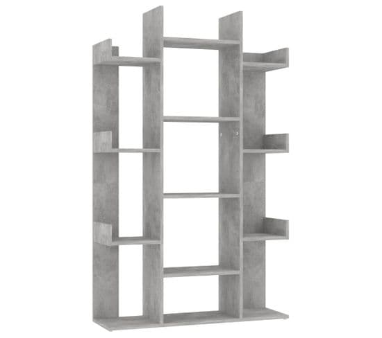 Bibliothèque, Étagère, Meuble De Rangement Gris Béton 86x25,5x140 Cm Bois D’ingénierie