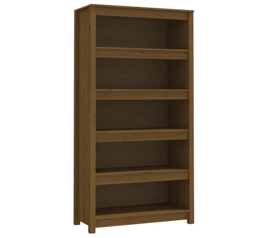 Bibliothèque, Étagère, Meuble De Rangement Marron Miel 80x35x154 Cm Bois De Pin Massif