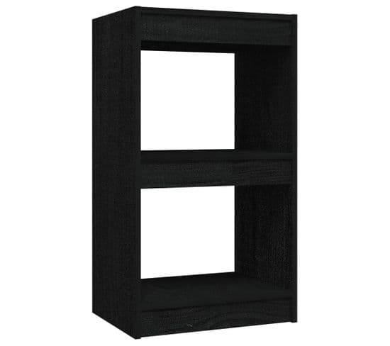 Bibliothèque, Étagère, Meuble De Rangement Noir 40x30x71,5 Cm Bois De Pin Massif