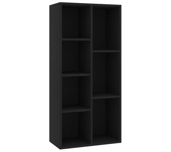 Bibliothèque, Étagère, Meuble De Rangement Noir 50x25x106 Cm Bois D'ingénierie