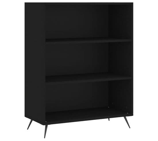 Bibliothèque, Étagère, Meuble De Rangement Noir 69,5x32,5x90 Cm Bois D'ingénierie