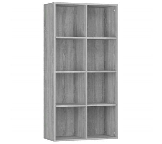 Bibliothèque, Étagère, Meuble De Rangement Sonoma Gris 66x30x130 Cm Bois D'ingénierie