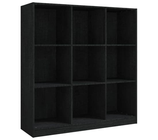 Bibliothèque, Étagère, Séparateur De Pièce Noir 104x33,5x110cm Pin Massif