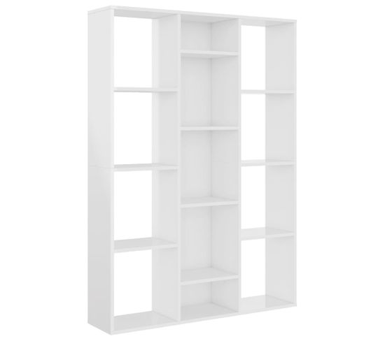 Bibliothèque, Étagère, Séparateur De Pièce Blanc Brillant Bois Ingénierie