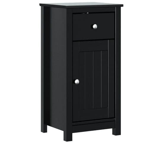 Armoire De Salle De Bain - Armoire De Toilette - Meuble De Rangement Noir 40x34x80 Cm Pin Massif