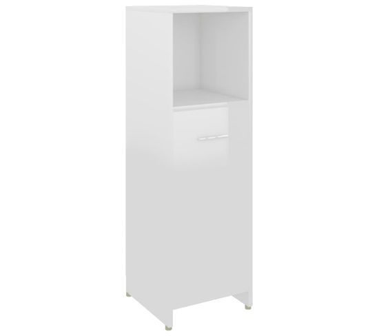 Armoire De Salle De Bain - Armoire De Toilette - Meuble De Rangement Blanc Brillant 30x30x95 Cm