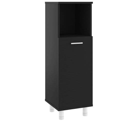 Armoire De Salle De Bain - Armoire De Toilette - Meuble De Rangement Noir 30x30x95 Cm Aggloméré