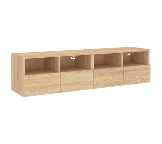 Meubles TV Muraux 2 Pièces - Banc Télé Chêne Sonoma 60x30x30cm Bois Ingénierie