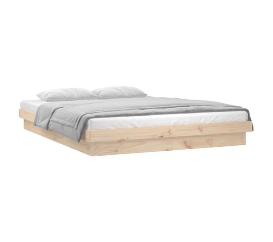 Lit Double - Lit Adulte Simple - Cadre De Lit à LED 180x200 Cm Super King Bois Massif