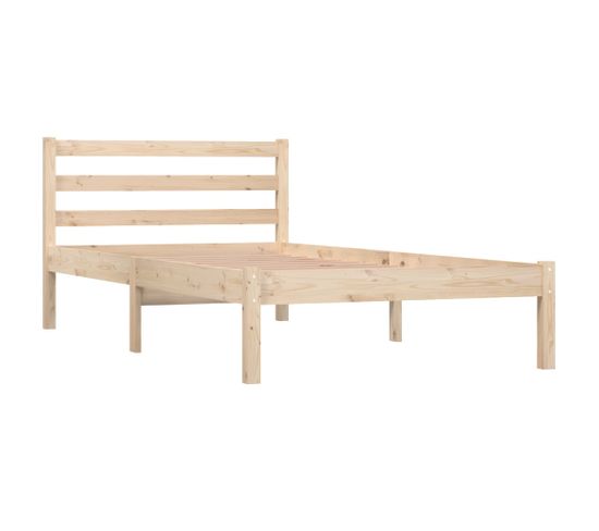 Lit Contemporain Simple - Cadre De Lit Bois De Pin Massif 90x190 Cm Simple