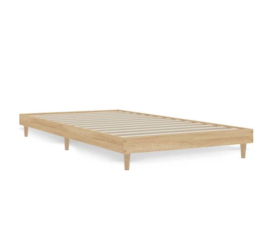 Lit Contemporain Simple - Cadre De Lit Chêne Sonoma 90x190 Cm Bois D'ingénierie