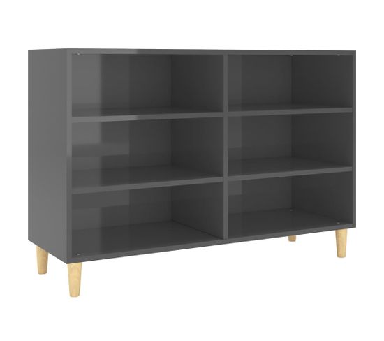 Bibliothèque - Étagère - Meuble De Rangement Gris Brillant 103,5x35x70 Cm Bois D'ingénierie