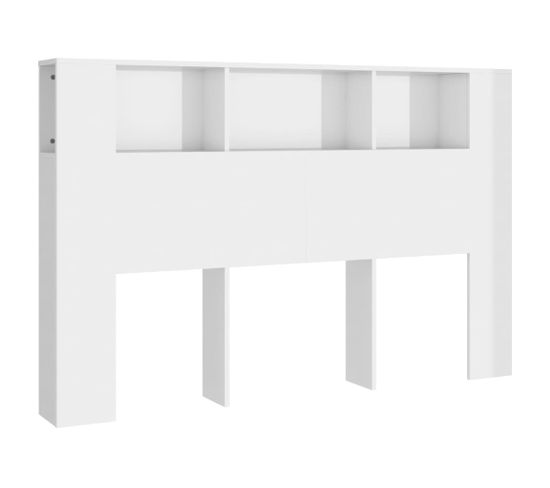 Armoire De Tête De Lit - Tête De Lit Blanc Brillant 160x18,5x104,5 Cm