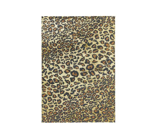 Tapis Tissé Plat Cypher Leopard En Polyester - Marron - 160x230 Cm