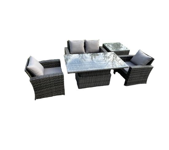 Salon De Jardin En Rotin Essgruppe Lounge Esstisch Ave Table D'appoint Gris Foncé