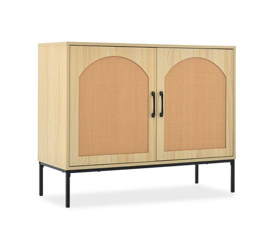 Buffet En Rotin 2 Portes - 100 x 39 x 80 cm