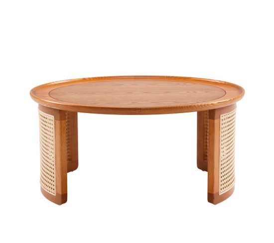 Table Basse En Bois Massif, Diamètre 70 Cm - Élégante Table Basse