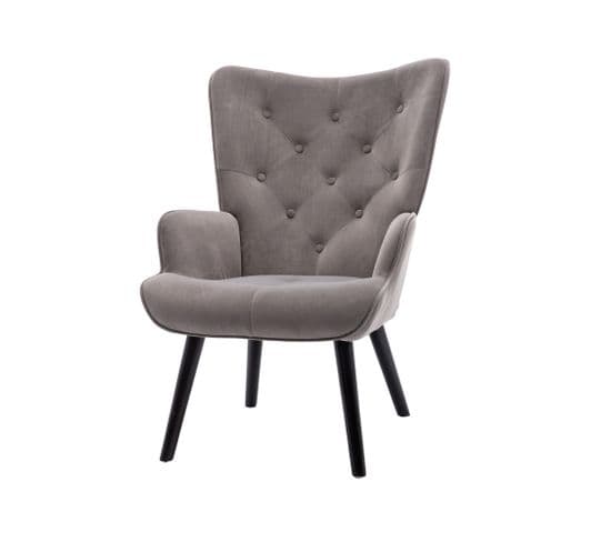 Fauteuil De Salon/chambre Moderne En Velours - Gris